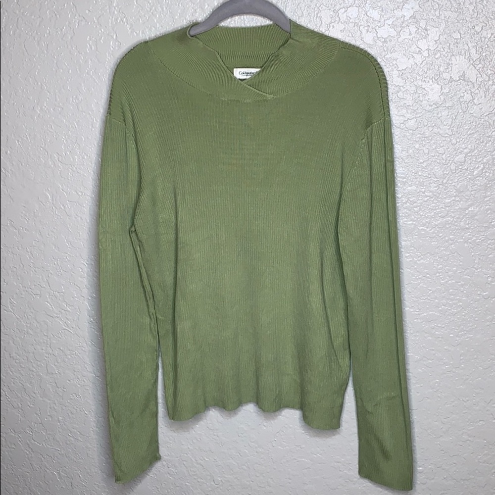 Green Ribbed Turtle Neck Top - Picture 2 of 6